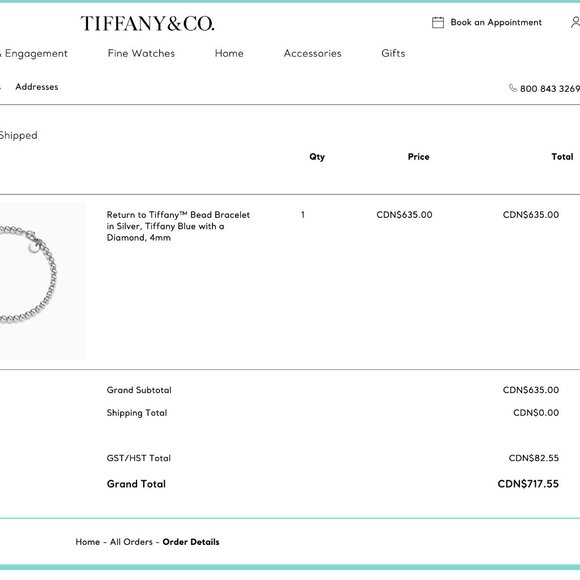 Tiffany Bead Bracelet in Silver, Tiffany Blue with a Diamond, 4 mm - Picture 3 of 6